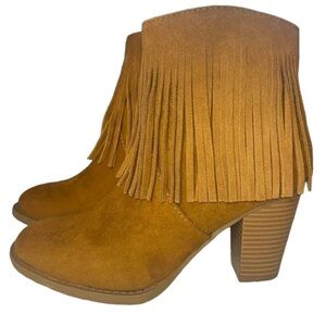 Mossimo Boots With Leather Fringe and Heel Ankle High Booties